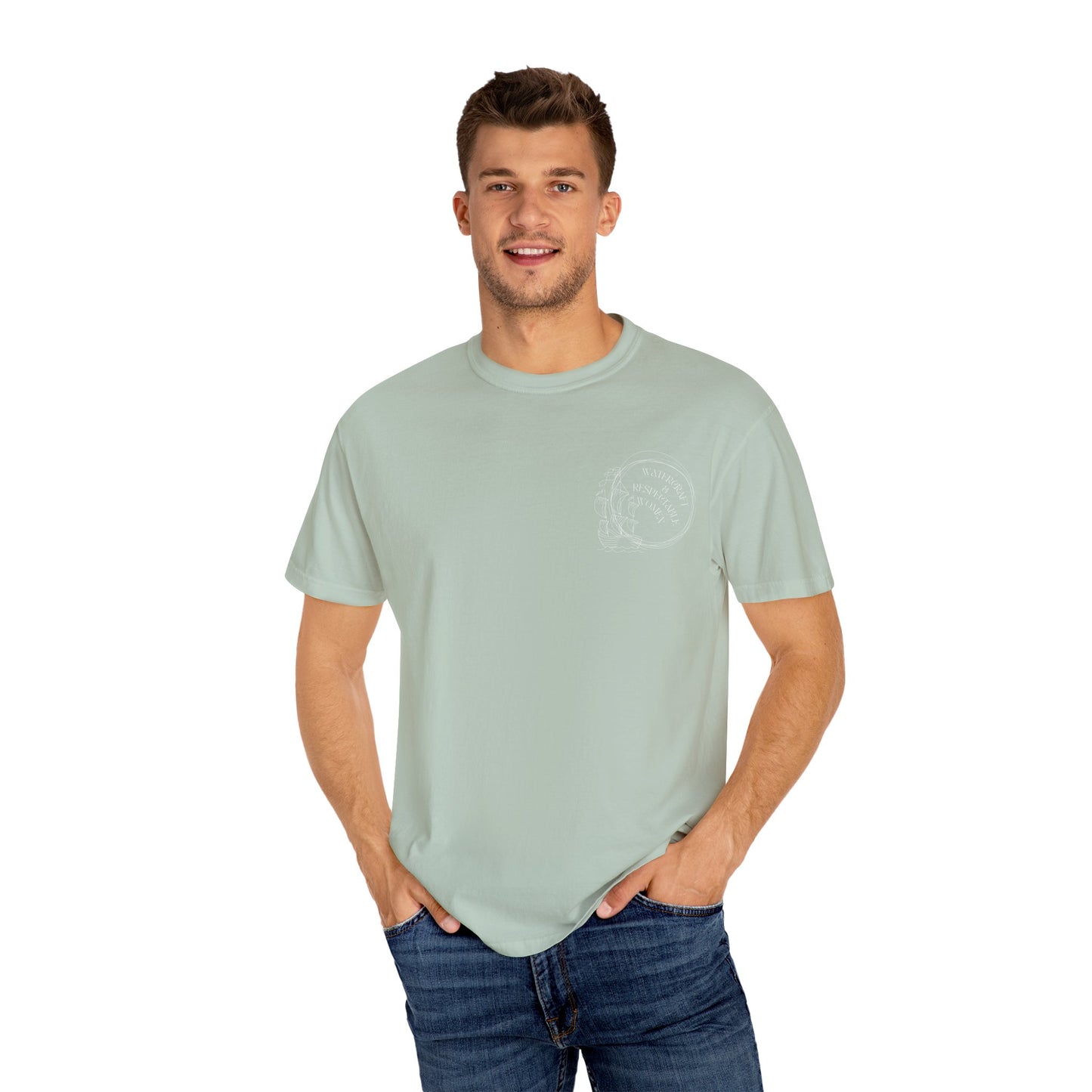 Garment-Dyed T-shirt with Vintage Skull Design, Casual Wear, Gift for Him/Her, Halloween, Art Enthusiasts, Graphic Tee
