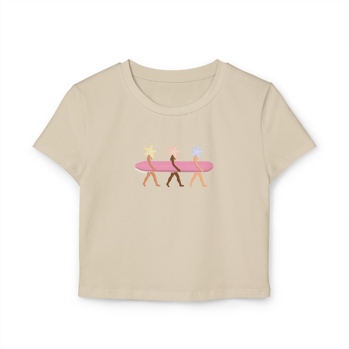 Surfing Spirit Women's Baby Tee | Cute Summer Vibes, Casual Tee, Beachwear, Gift for Surf Lovers, Nursery Style