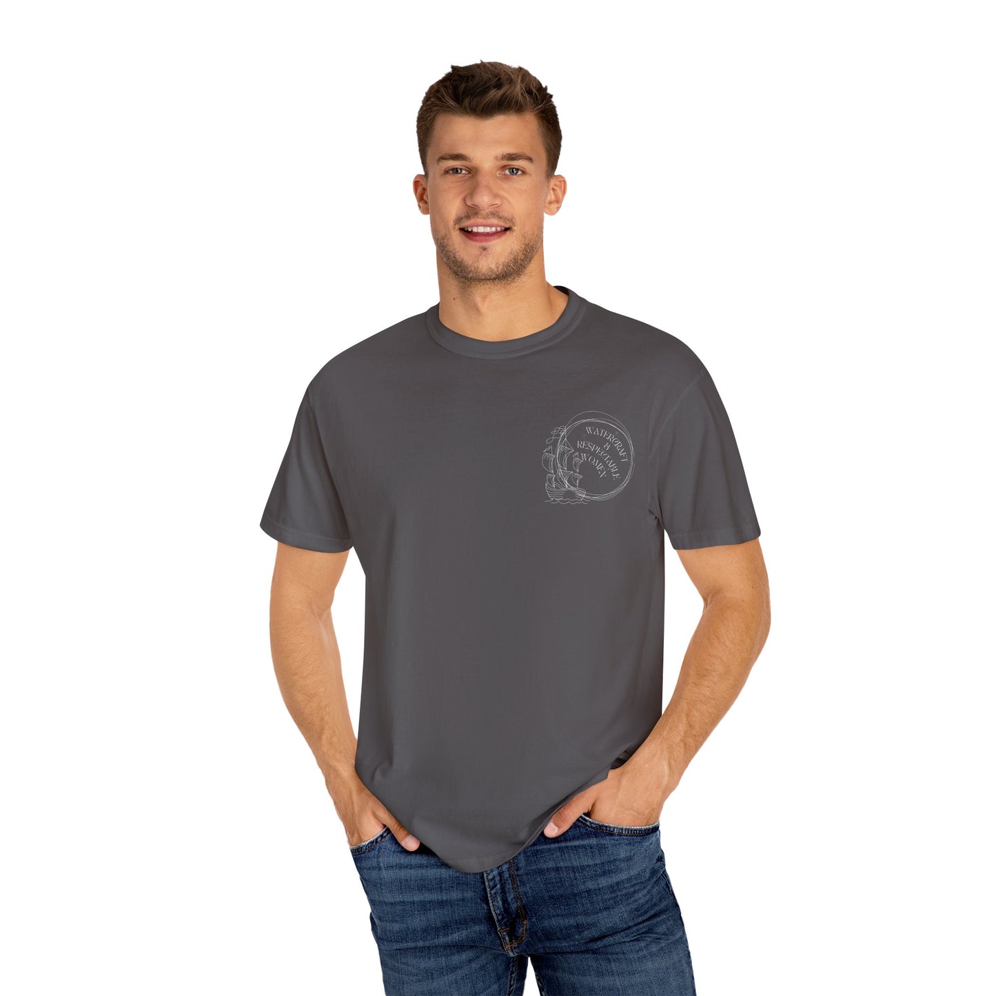 Garment-Dyed T-shirt with Vintage Skull Design, Casual Wear, Gift for Him/Her, Halloween, Art Enthusiasts, Graphic Tee