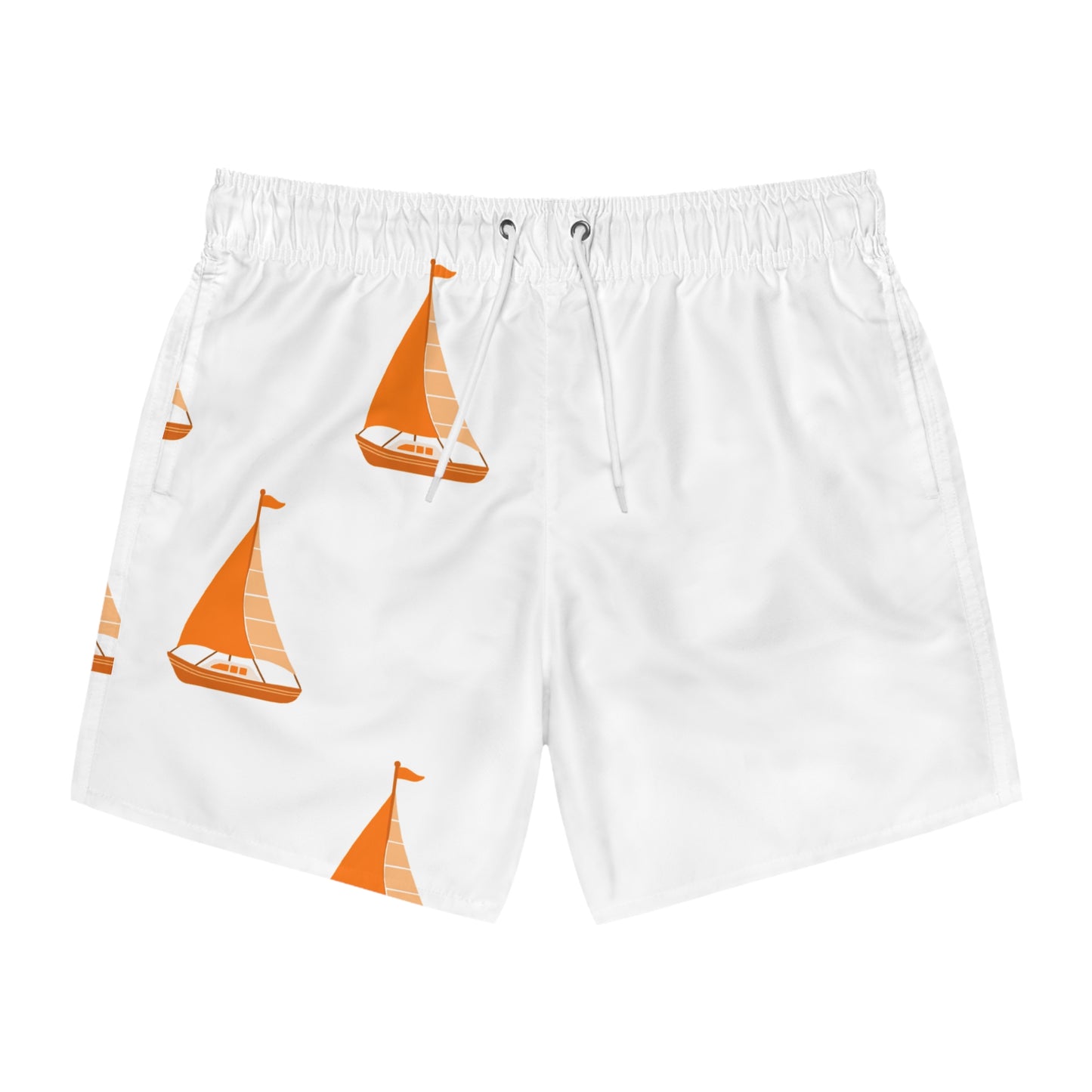 Sailboat Pattern Swim Trunks | Summer Beach Wear, Vacation Attire, Pool Party Shorts, Birthday Gift for Him, Nautical Swimwear
