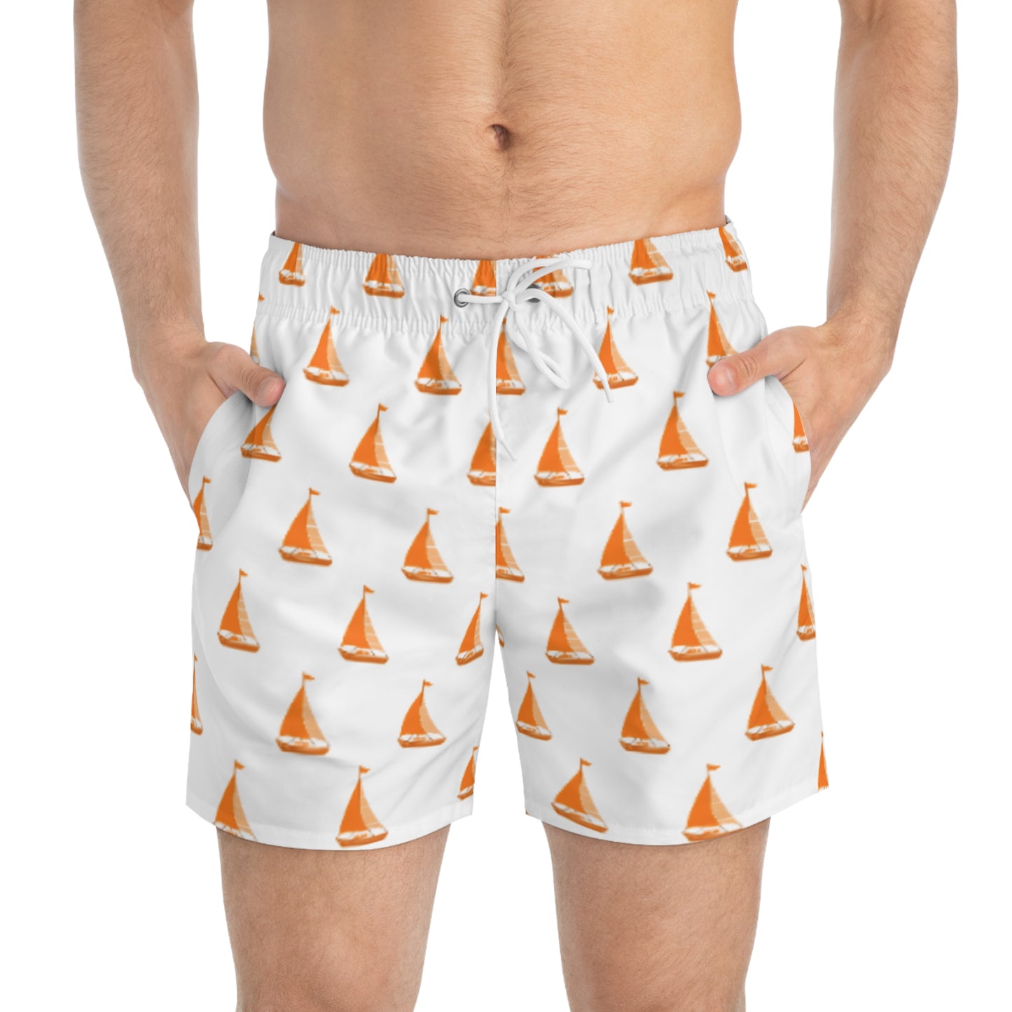 Nautical Swim Trunks, Beachwear for Summer, Water Sport Shorts, Sailing Print Swimwear, Vacation Essential